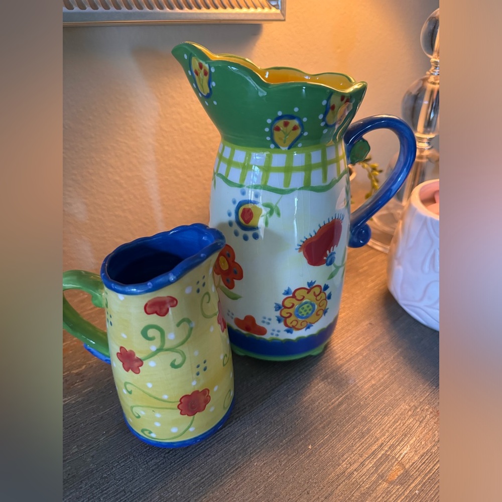 Kimberly Hodges Cupcakes & Cartwheels SET OF 2 ceramic pitchers
